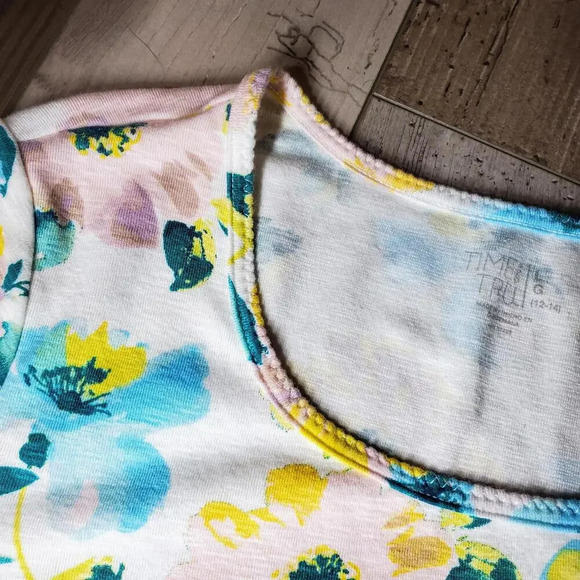 Time and Tru Floral Women's T-Shirt Top Size Large 12-14 NWOT - Picture 8 of 15